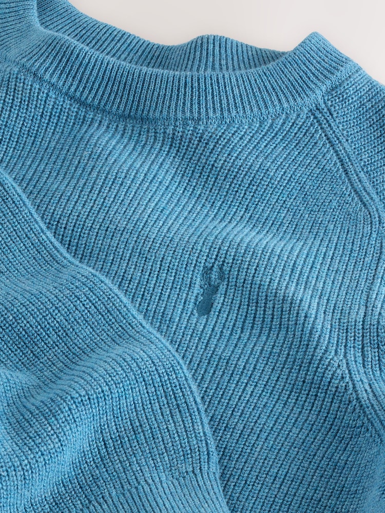 Blue With Stag Cotton Crew Neck Knitted Jumper (3-16yrs) - Image 4 of 4