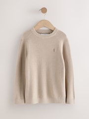 Neutral With Stag Cotton Crew Neck Knitted Jumper (3-16yrs) - Image 1 of 4