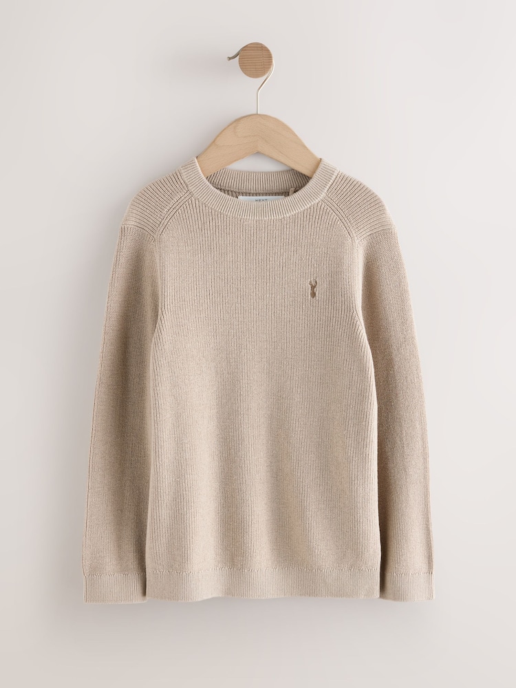 Neutral With Stag Cotton Crew Neck Knitted Jumper (3-16yrs) - Image 1 of 4