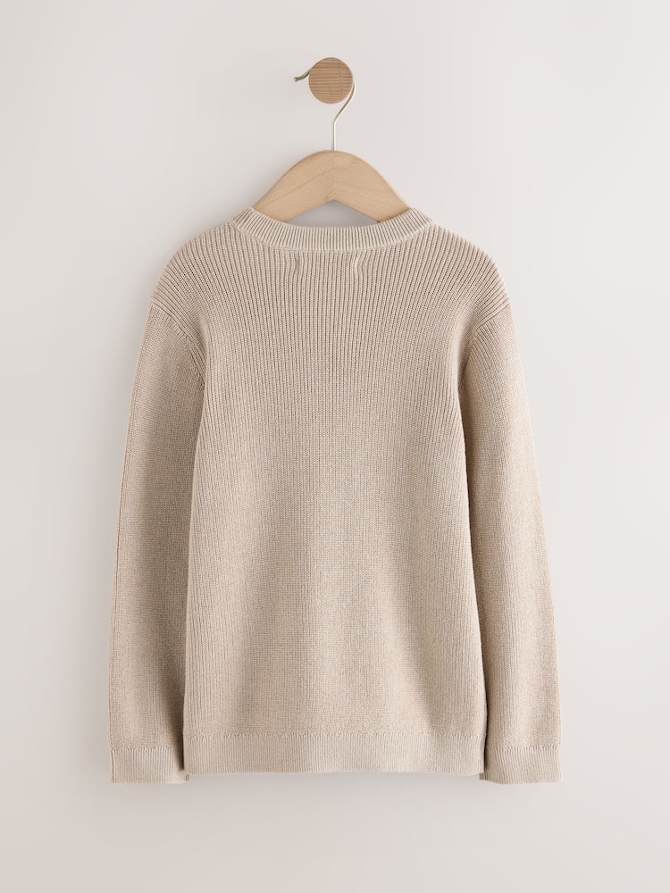 Neutral With Stag Cotton Crew Neck Knitted Jumper (3-16yrs) - Image 2 of 4