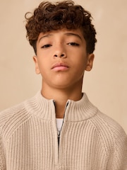Neutral Utility Zip Neck Knitted Jumper (3-16yrs) - Image 4 of 8