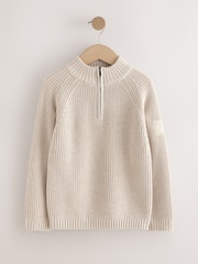 Neutral Utility Zip Neck Knitted Jumper (3-16yrs) - Image 5 of 8