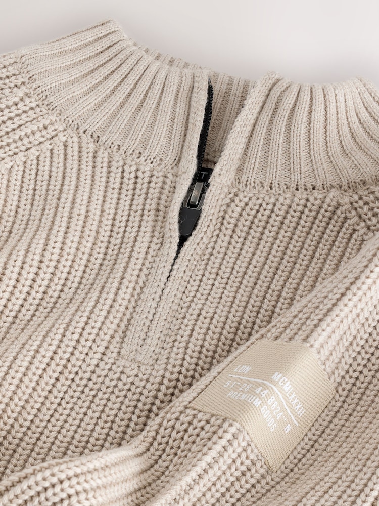 Neutral Utility Zip Neck Knitted Jumper (3-16yrs) - Image 8 of 8
