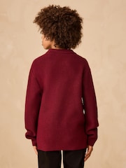 Plum Purple Knitted Button Neck Polo Shirt (3-16yrs) - Image 3 of 8