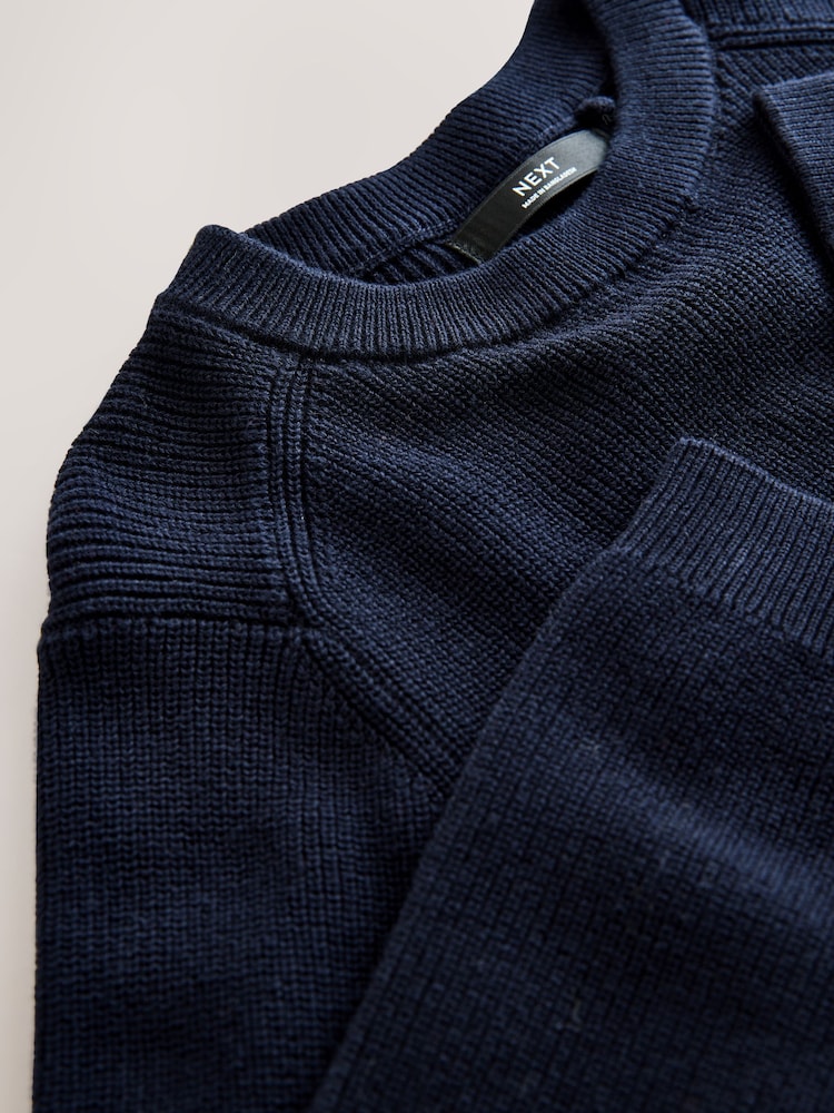 Navy Blue With Stag Cotton Crew Neck Knitted Jumper (3-16yrs) - Image 4 of 4 Navy Blue With Stag Cotton Crew Neck Knitted Jumper (3-16yrs) - Image 4 of 4