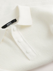 Ecru Cream Long Sleeve Textured Polo Shirt (3-16yrs) - Image 4 of 4