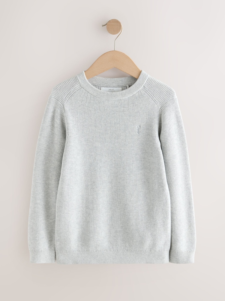Grey With Stag Cotton Crew Neck Knitted Jumper (3-16yrs) - Image 1 of 4