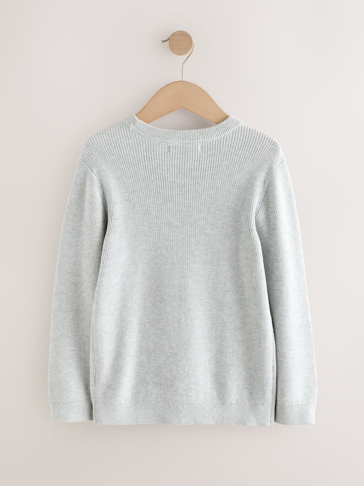 Grey With Stag Cotton Crew Neck Knitted Jumper (3-16yrs) - Image 2 of 4