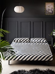 Rockett St George Studio Stripe Velvet Sand & Black Mabel Large 2 Seater Sofabed - Image 2 of 5