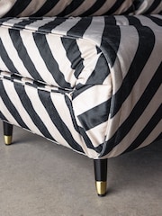Rockett St George Studio Stripe Velvet Sand & Black Mabel Large 2 Seater Sofabed - Image 4 of 5