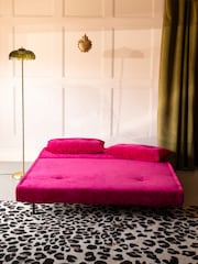 Rockett St George Luxe Needlecord Velvet Harrys Pink Mabel Large 2 Seater Sofabed - Image 4 of 5