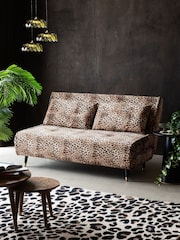 Rockett St George Leopard Print Love Velvet Mabel Large 2 Seater Sofabed - Image 1 of 5