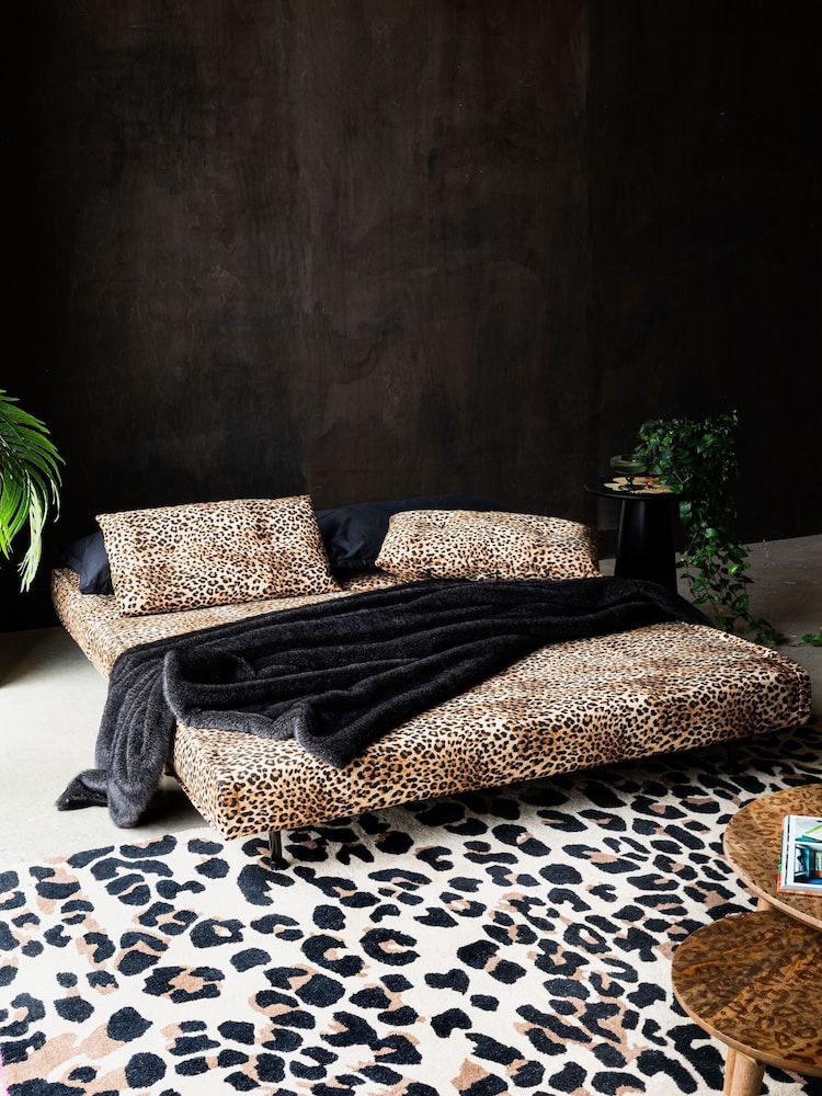 Rockett St George Leopard Print Love Velvet Mabel Large 2 Seater Sofabed - Image 2 of 5