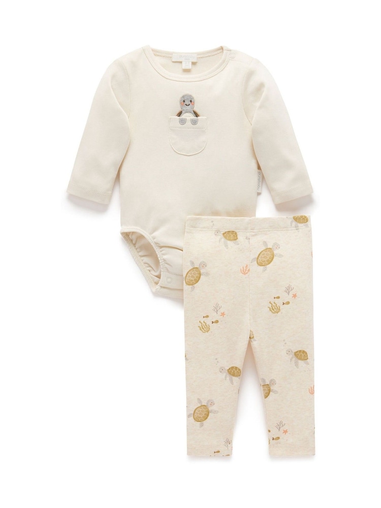 Purebaby Natural 100% Cotton Bodysuit and Leggings Set 2 Piece - Image 2 of 5