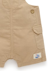 Purebaby Brown Linen Blend Dungaree and T-Shirt Set - Image 4 of 4