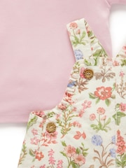 Purebaby Pink Linen Blend Dungaree and T-Shirt Set - Image 2 of 3