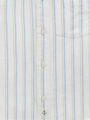 Purebaby Blue Stipped Linen Blend Long Sleeve Shirt - Image 3 of 4