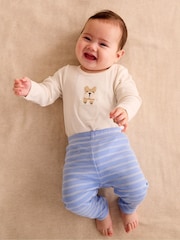 Purebaby Blue 100% Cotton Bodysuit and Leggings Set 2 Piece - Image 1 of 5