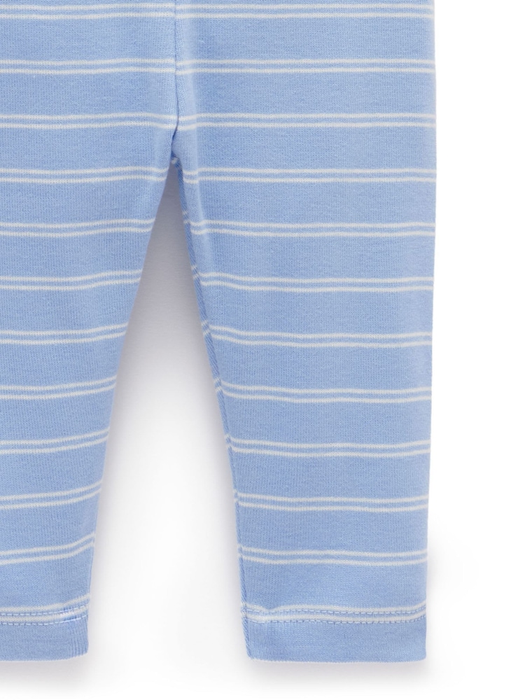 Purebaby Blue 100% Cotton Bodysuit and Leggings Set 2 Piece - Image 5 of 5