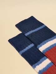 Joules Gibson Orange/Navy Cosy Socks - Image 2 of 3