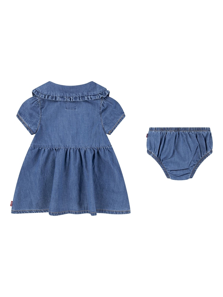 Levi's® Blue Embroidered Collar Denim 100% Cotton Dress With Knickers - Image 2 of 7