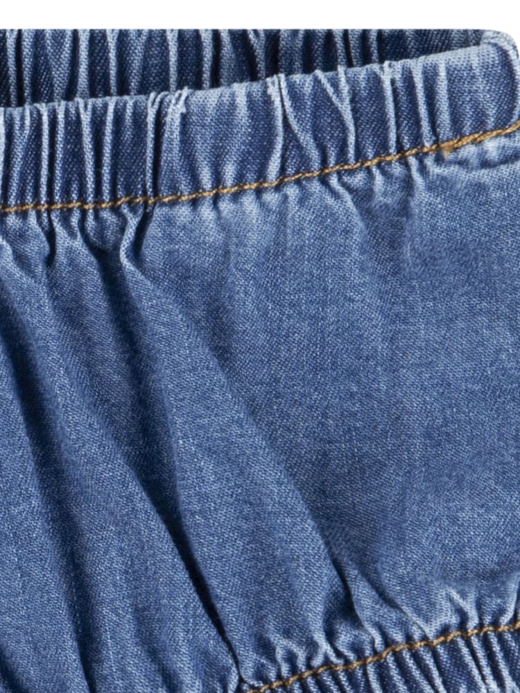 Levi's® Blue Embroidered Collar Denim 100% Cotton Dress With Knickers - Image 4 of 7