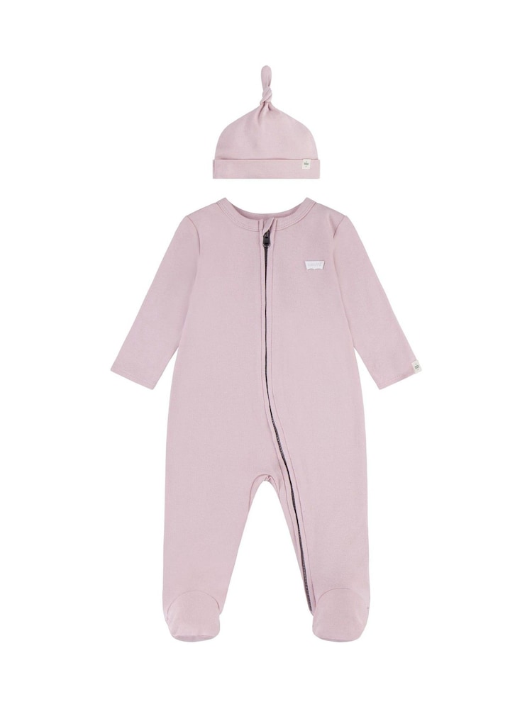 Levi's® Red Baby 100% Cotton Sleepsuit and Hat Set - Image 1 of 2 Levi's® Red Baby 100% Cotton Sleepsuit and Hat Set - Image 1 of 2