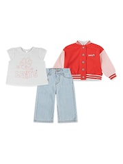 Levi's® Red Bomber Jacket T-Shirt and Wide Leg Jeans Set - Image 1 of 9