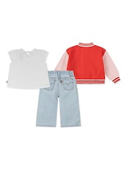 Levi's® Red Bomber Jacket T-Shirt and Wide Leg Jeans Set - Image 2 of 9