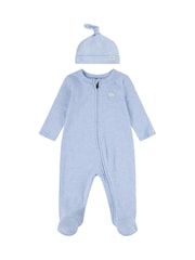 Levi's® Blue Baby 100%  Cotton Sleepsuit and Hat Set - Image 1 of 1