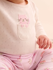 Purebaby Pink 100% Cotton Bodysuit and Leggings Set 2 Piece - Image 2 of 5