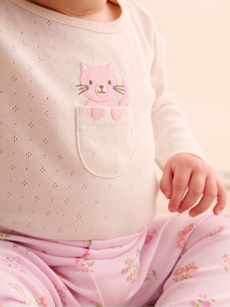 Purebaby Pink 100% Cotton Bodysuit and Leggings Set 2 Piece - Image 2 of 5