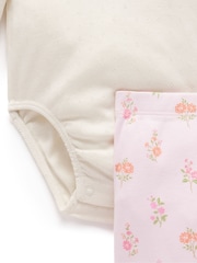 Purebaby Pink 100% Cotton Bodysuit and Leggings Set 2 Piece - Image 4 of 5