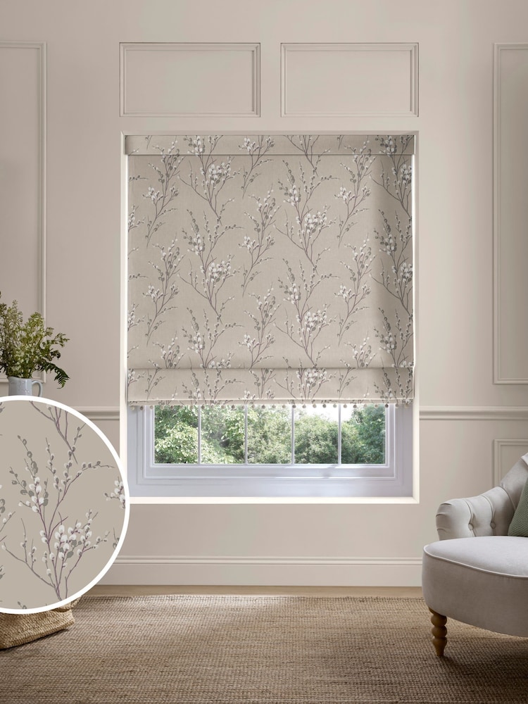 Laura Ashley Natural Pussy Willow Made to Measure Roman Blind - Image 1 of 7