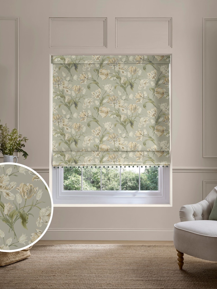 Laura Ashley Green Gosford Made to Measure Roman Blind - Image 1 of 7