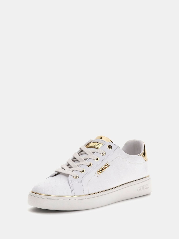 Guess Beckie Debossed Logo White Trainers - Image 2 of 4