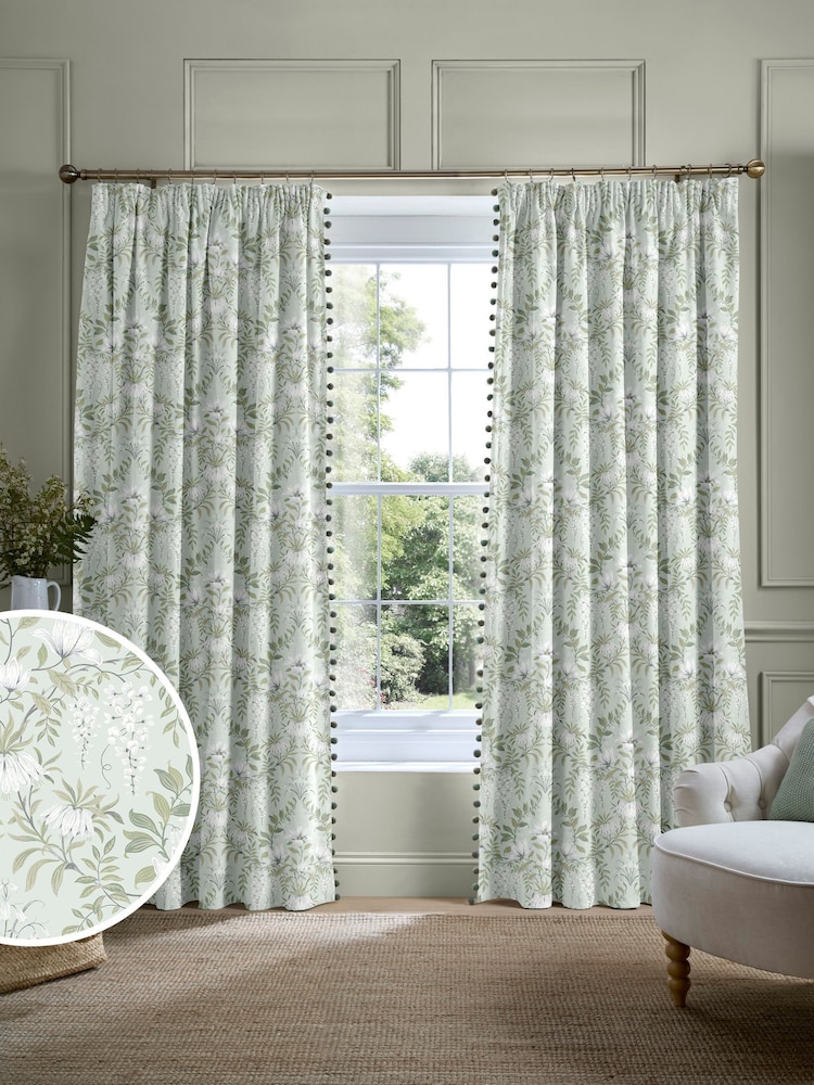 Laura Ashley Green Parterre Made to Measure Door Curtains - Image 1 of 10