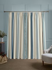 Laura Ashley Blue Awning Stripe Made to Measure Door Curtains - Image 3 of 9