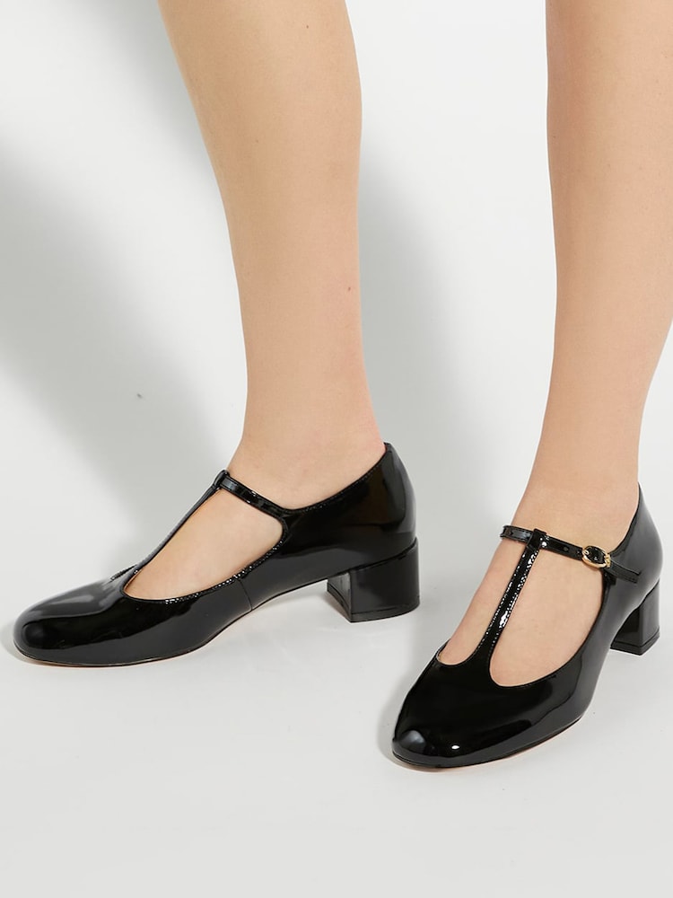 Dune London Black Believable T-Bar Maryjane Low Block Heels - Image 1 of 6