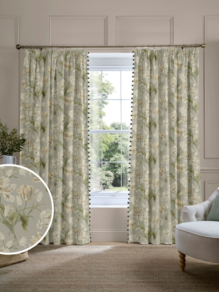Laura Ashley Green Gosford Made to Measure Door Curtains - Image 1 of 10