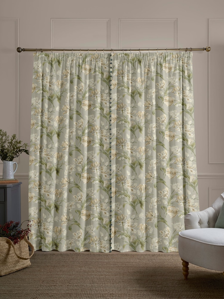Laura Ashley Green Gosford Made to Measure Door Curtains - Image 2 of 10