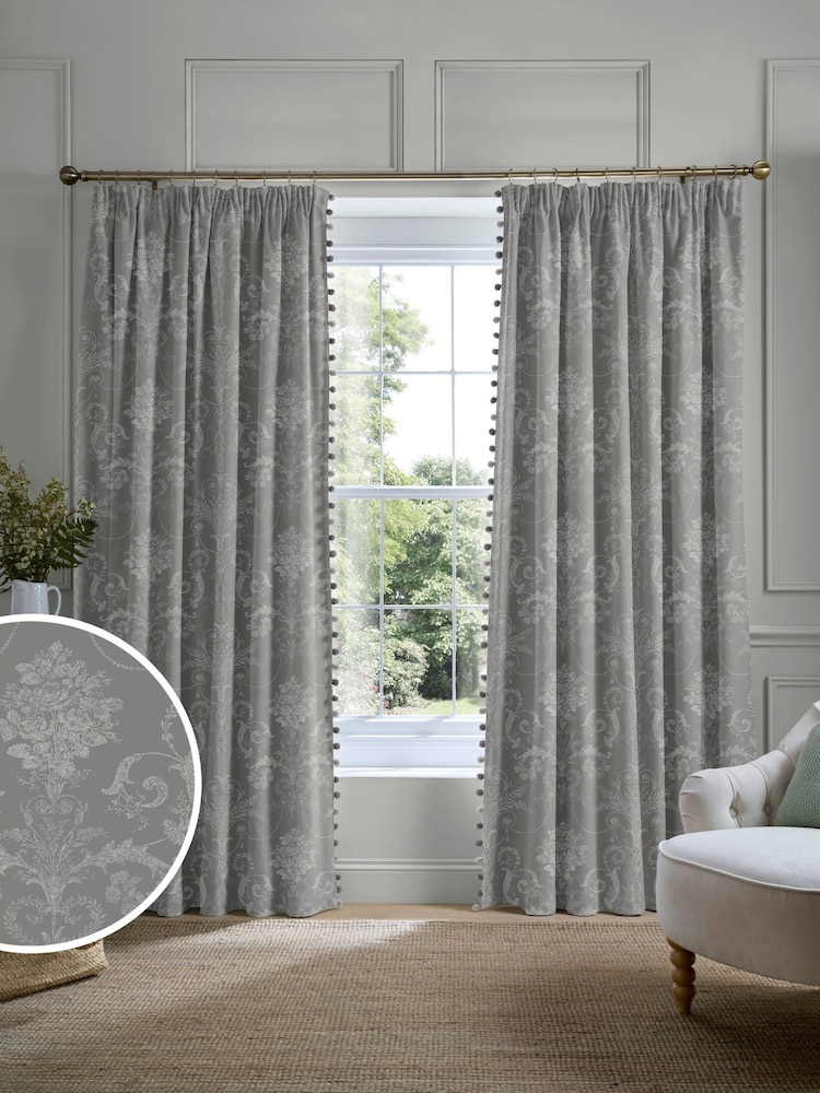 Laura Ashley Grey Josette Made to Measure Door Curtains - Image 1 of 10