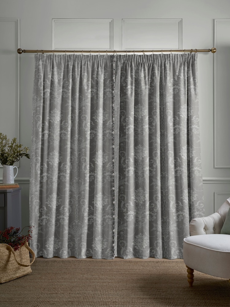 Laura Ashley Grey Josette Made to Measure Door Curtains - Image 2 of 10
