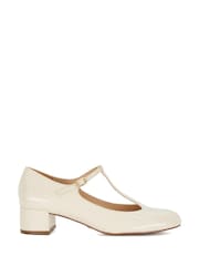 Dune London Cream Believable T-Bar Maryjane Low Block Heels - Image 1 of 6