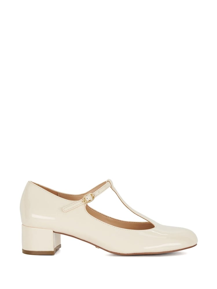 Dune London Cream Believable T-Bar Maryjane Low Block Heels - Image 1 of 6