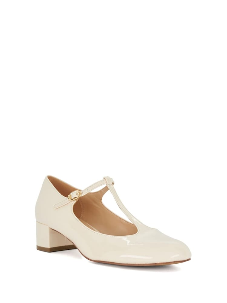Dune London Cream Believable T-Bar Maryjane Low Block Heels - Image 2 of 6