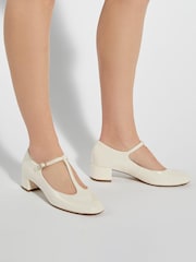 Dune London Cream Believable T-Bar Maryjane Low Block Heels - Image 6 of 6