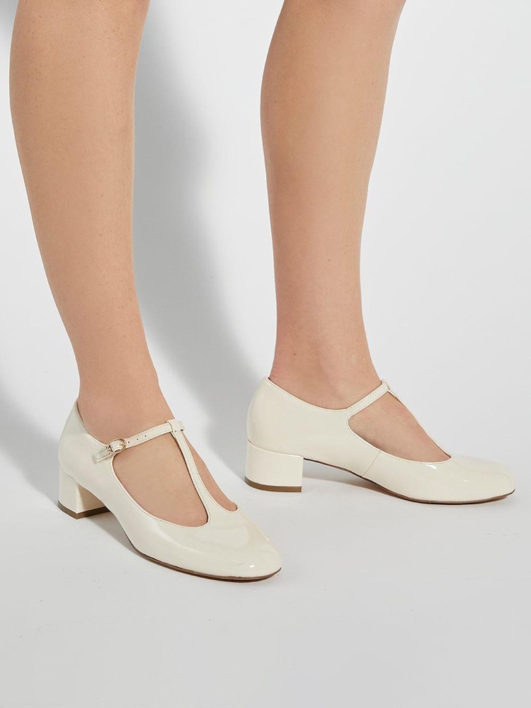 Dune London Cream Believable T-Bar Maryjane Low Block Heels - Image 6 of 6