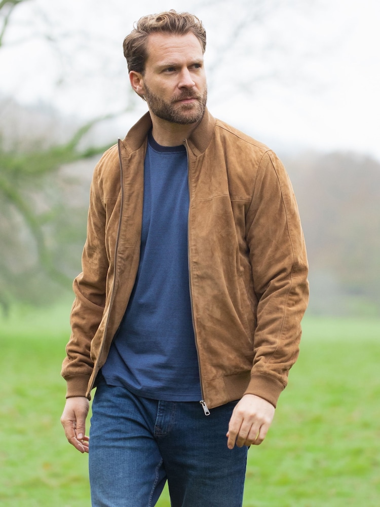 Lakeland Leather Natural Dalston Suede Bomber Jacket - Image 2 of 6