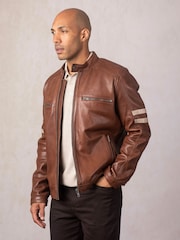 Lakeland Leather Brown Charlie II Racer Jacket - Image 11 of 12